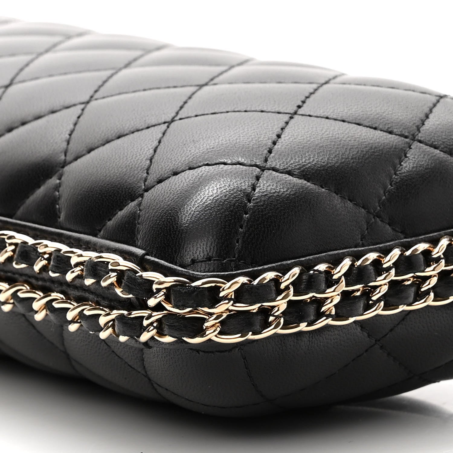 Chanel Lambskin Quilted Chain Around Clutch Black 10 of 10