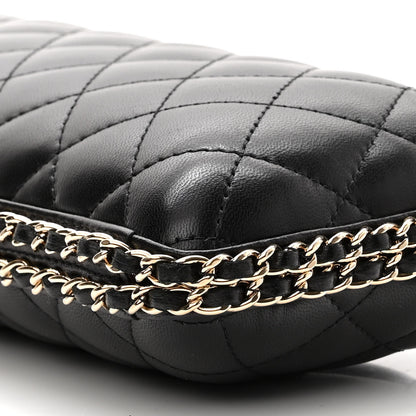 Chanel Lambskin Quilted Chain Around Clutch Black 10 of 10