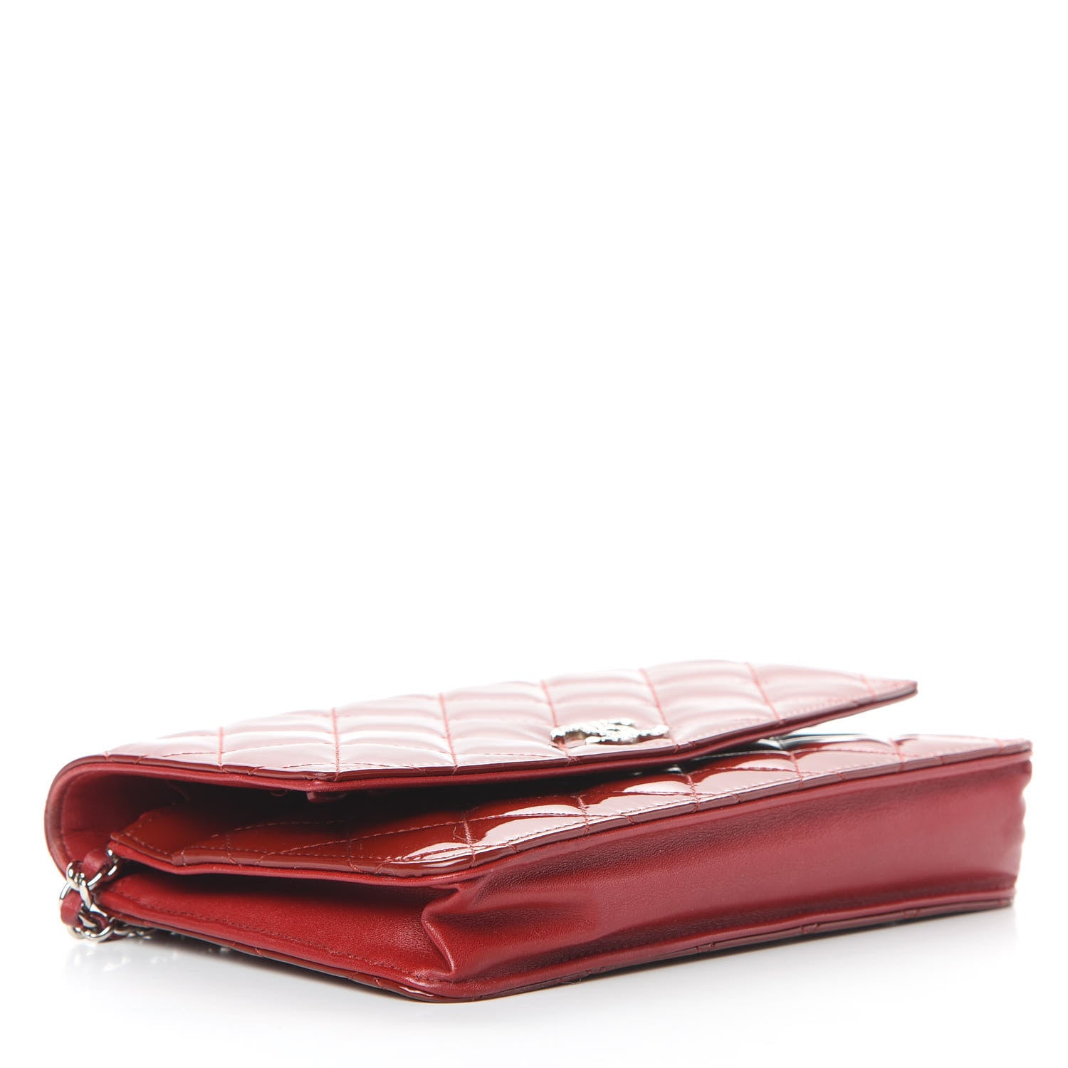 Chanel Patent Quilted Brilliant Wallet On Chain WOC Red 4 of 14