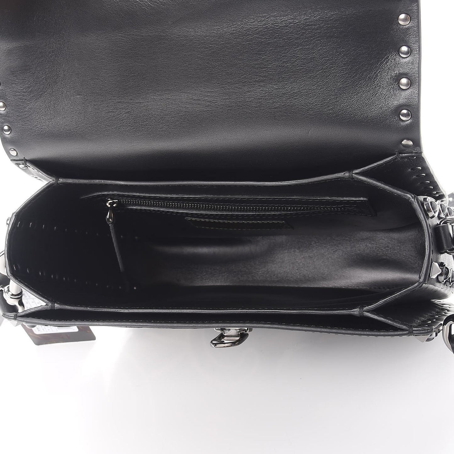 Calfskin Panther Medium Guitar Strap Rockstud Rolling Flap Saddle Bag Black