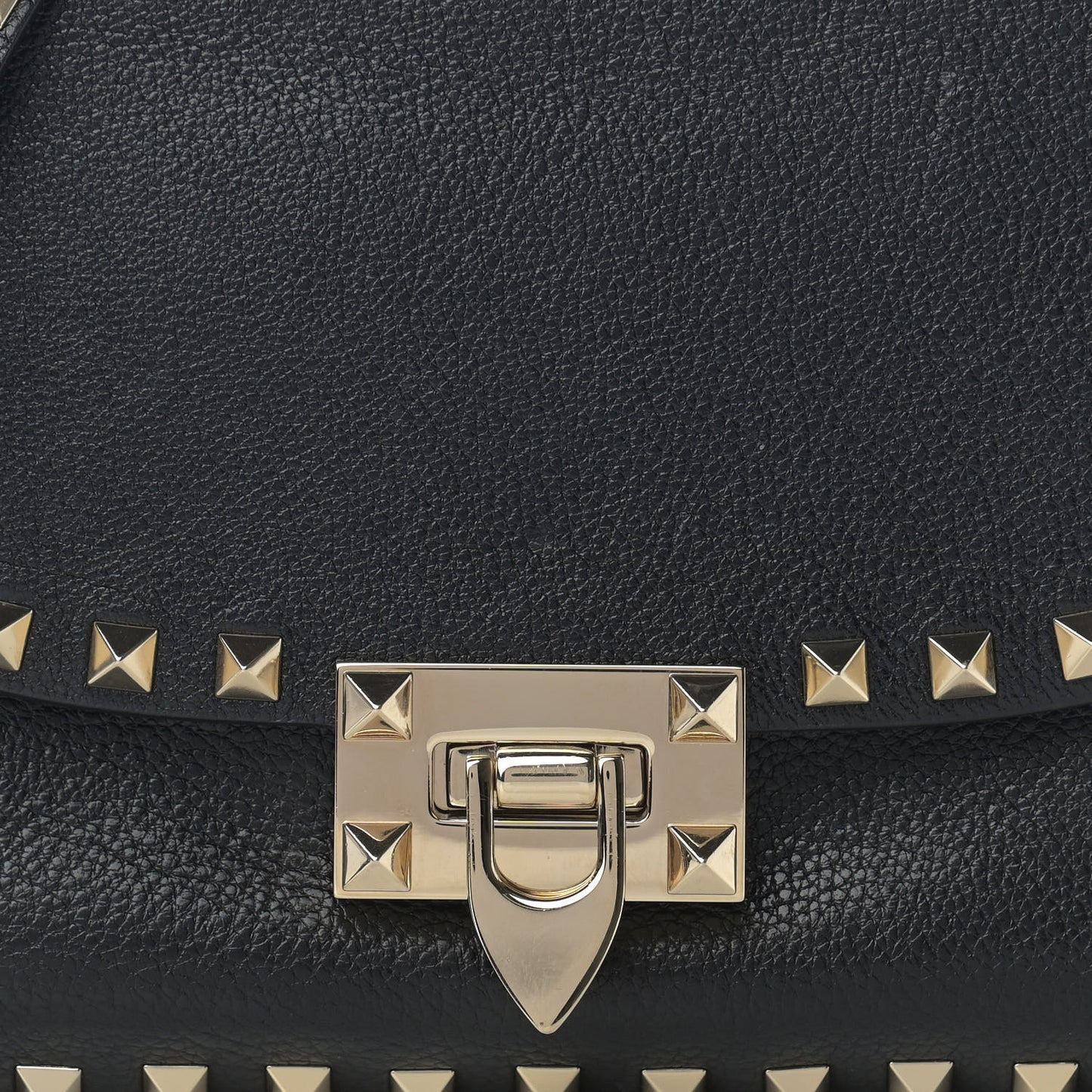 Pebbled Calfskin Small Rockstud Flap Crossbody Bag Black