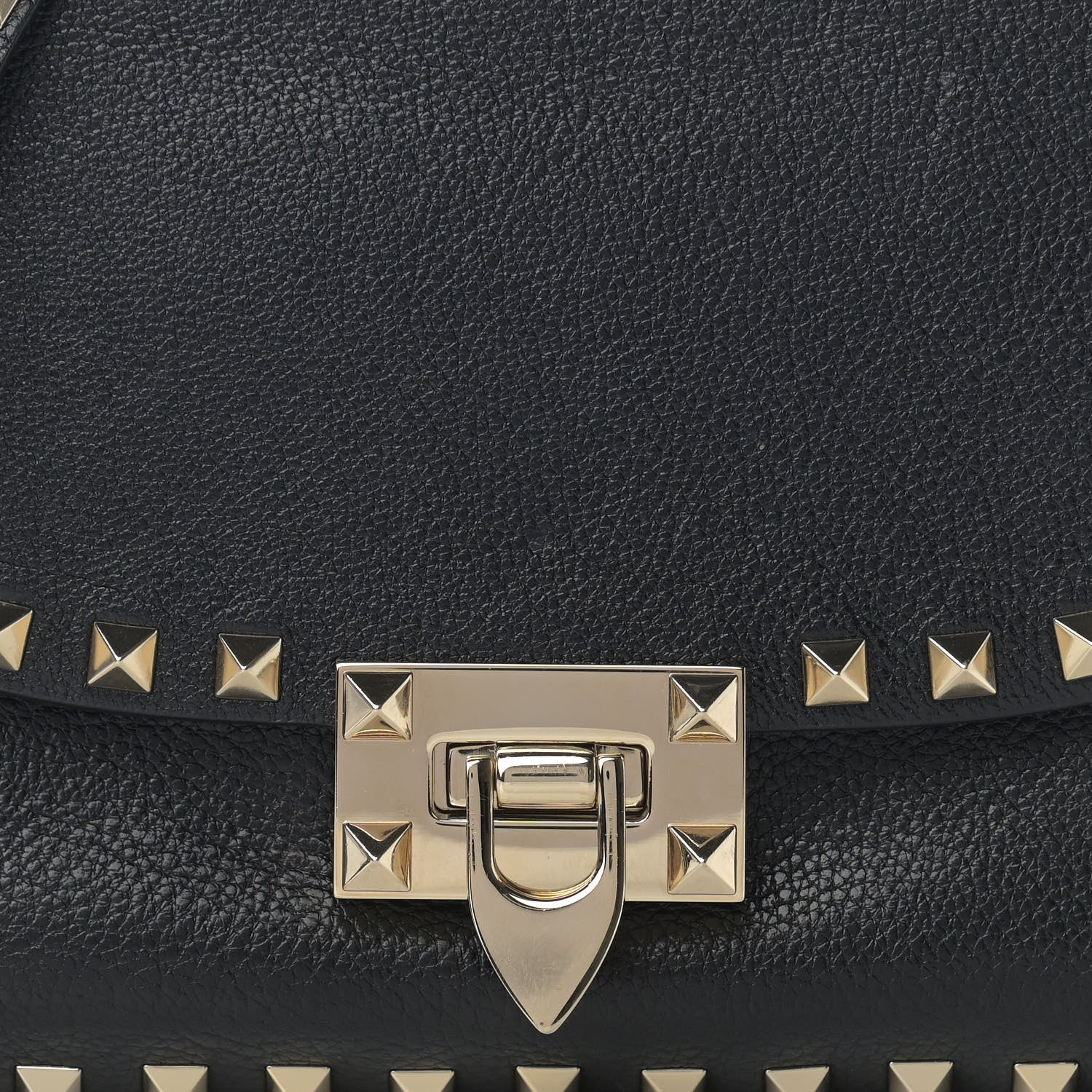 Valentino Garavani Pebbled Calfskin Small Rockstud Flap Crossbody Bag Black 7 of 10