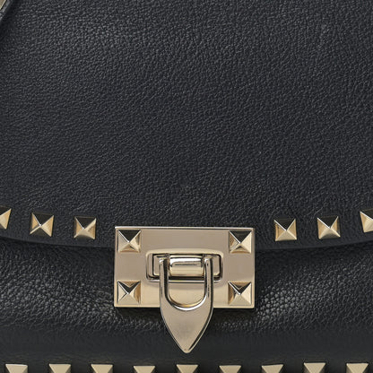 Valentino Garavani Pebbled Calfskin Small Rockstud Flap Crossbody Bag Black 7 of 10