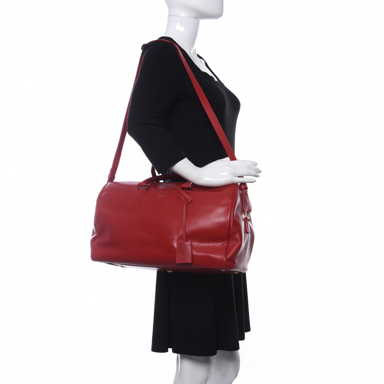 Saint Laurent Calfskin Classic Duffle 12 Bag Red 2 of 9