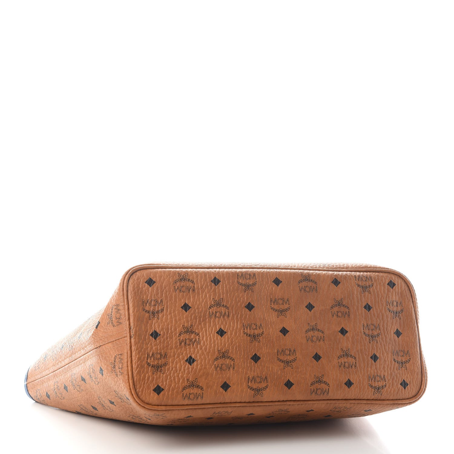 MCM Visetos Medium Shopper Tote Cognac Blue 4 of 8