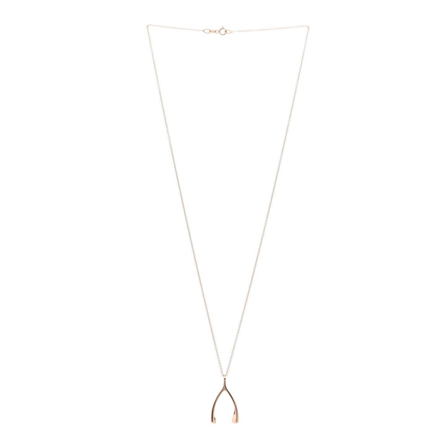 18K Rose Gold Wishbone Pendant Necklace