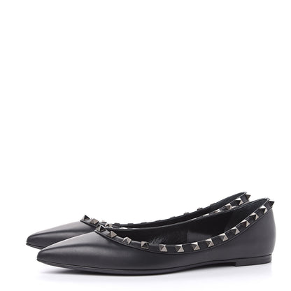 Valentino Garavani Nappa Rockstud Ballerina Flats 38.5 Black 3 of 10