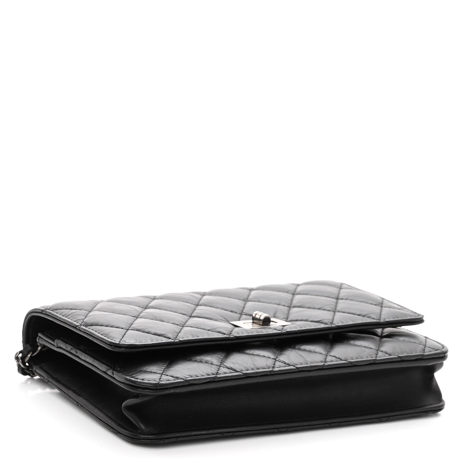 Chanel Aged Calfskin Quilted Reissue Wallet On Chain WOC Black 4 of 11
