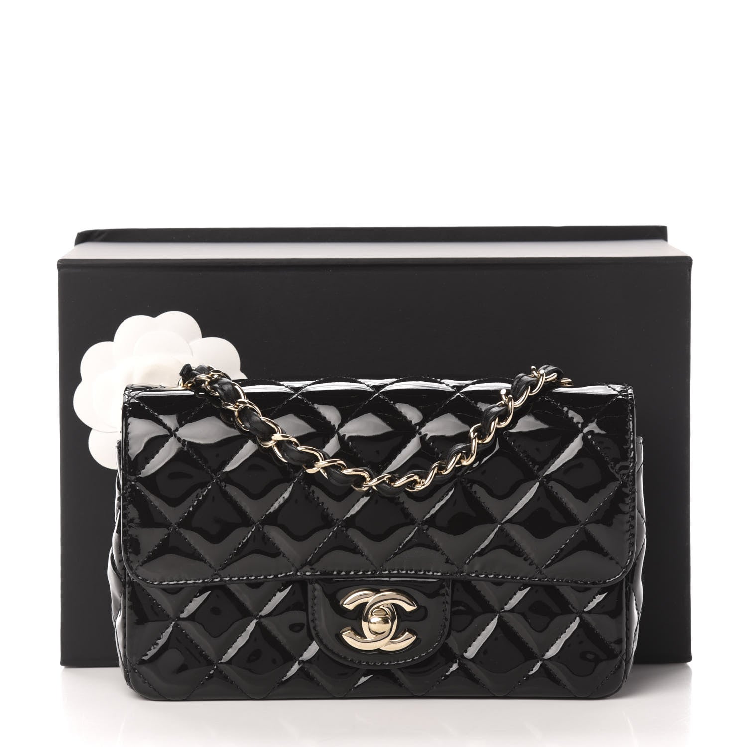 Chanel Patent Calfskin Quilted Mini Rectangular Flap Black 10 of 11