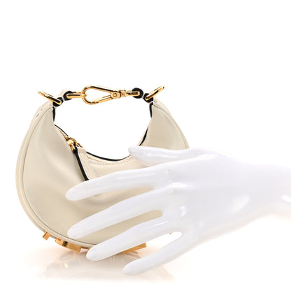 Fendi Vitello Grace Matte Nano Fendigraphy Hobo Charm White Ice 2 of 8