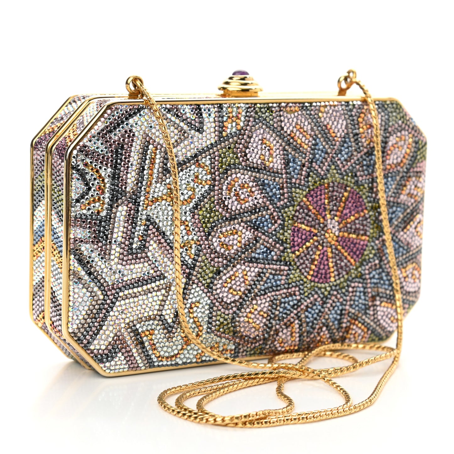 Swarovski Crystal Minaudiere Clutch Gold Multicolor