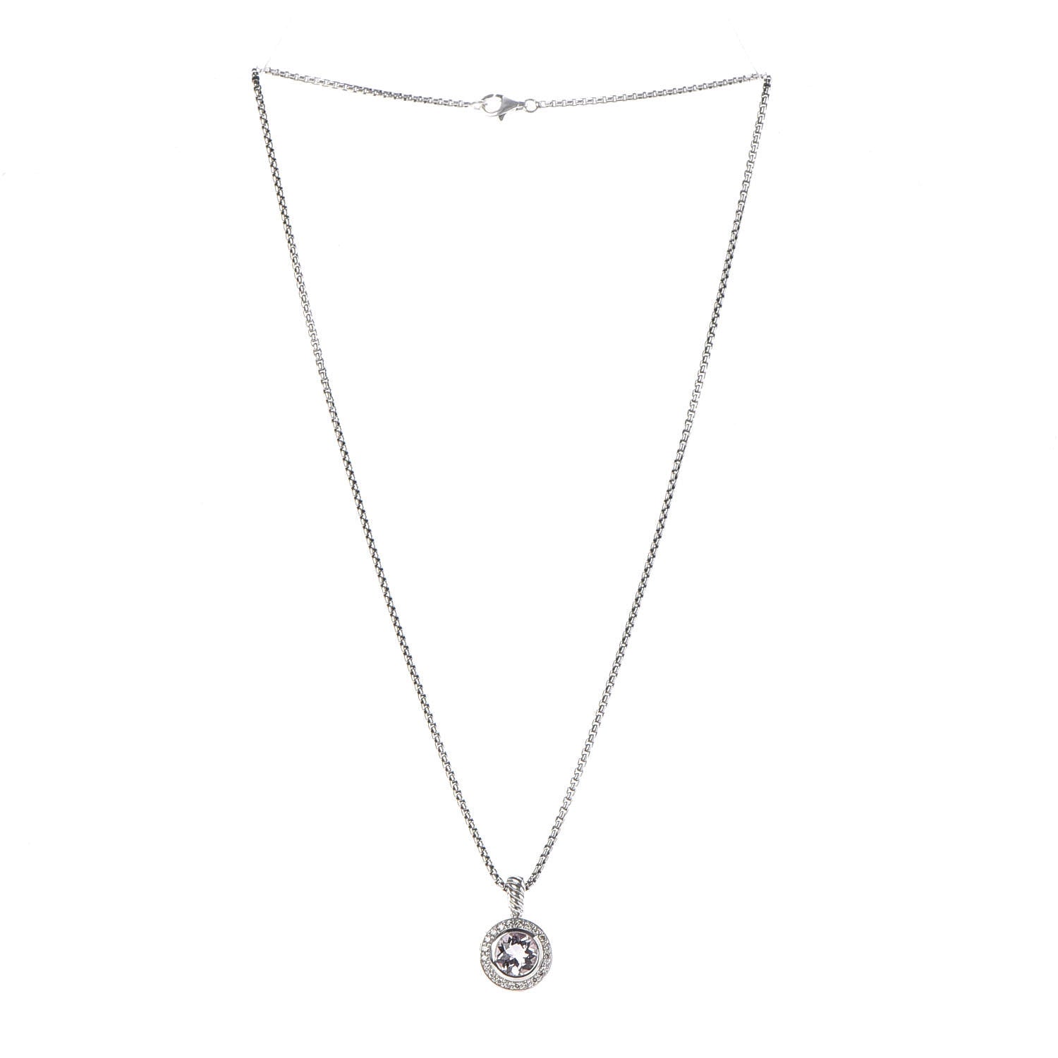 David Yurman Sterling Silver Lavender Amethyst Diamond 8mm Petite Cerise Pendant Necklace 3 of 6