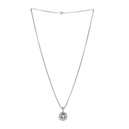 David Yurman Sterling Silver Lavender Amethyst Diamond 8mm Petite Cerise Pendant Necklace 3 of 6