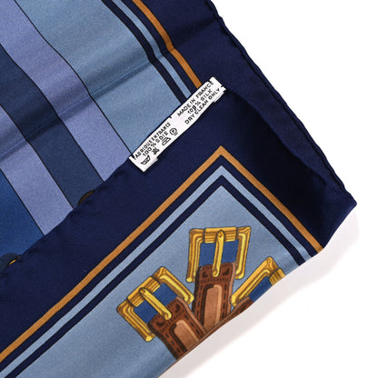 Hermes Silk Les Sangles Scarf 90 Bleu 3 of 4