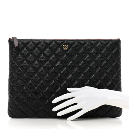 Chanel Caviar Quilted Large Cosmetic Case Black 2 of 8