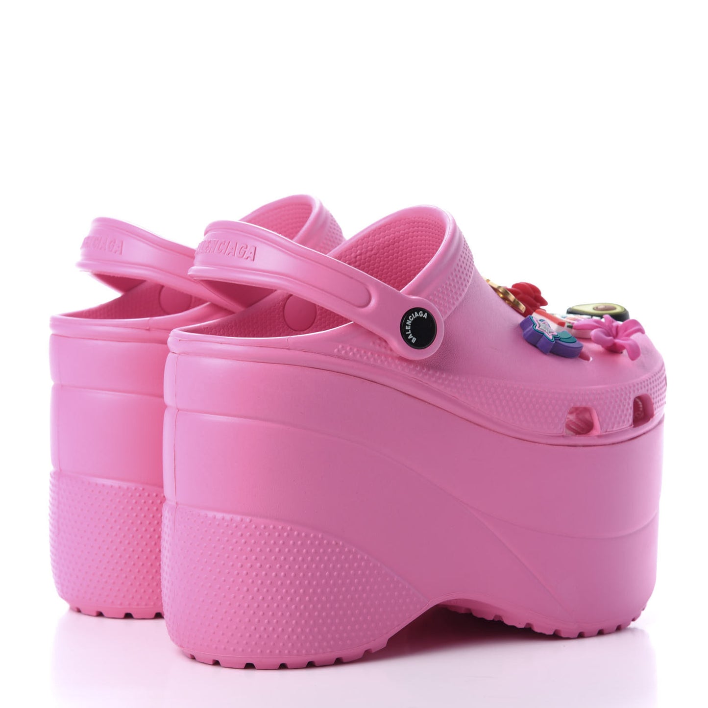 X CROCS Rubber Textured Womens Platform Sandals 36 Rose Bonbon
