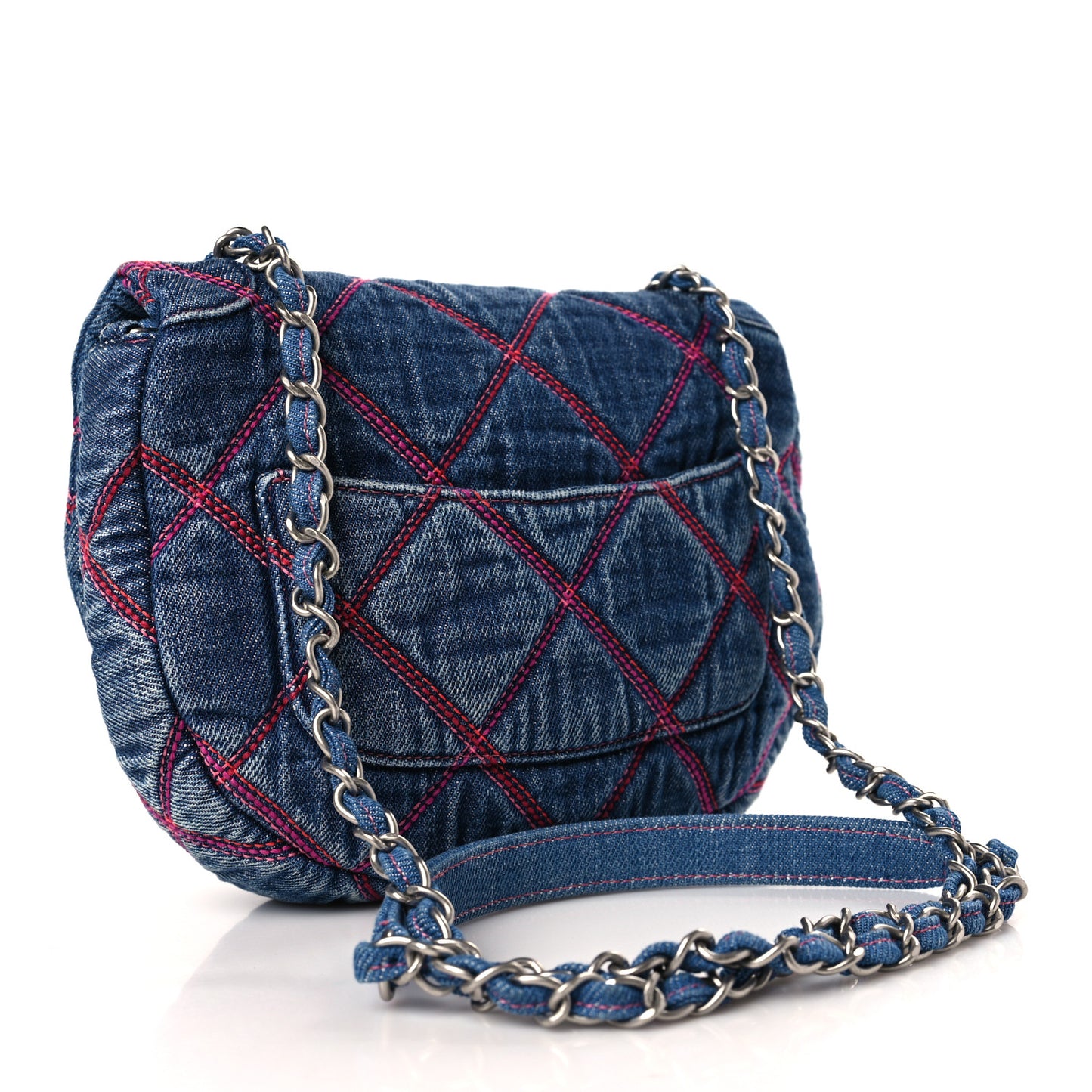 Denim Quilted Coco Beach Messenger Bag Blue