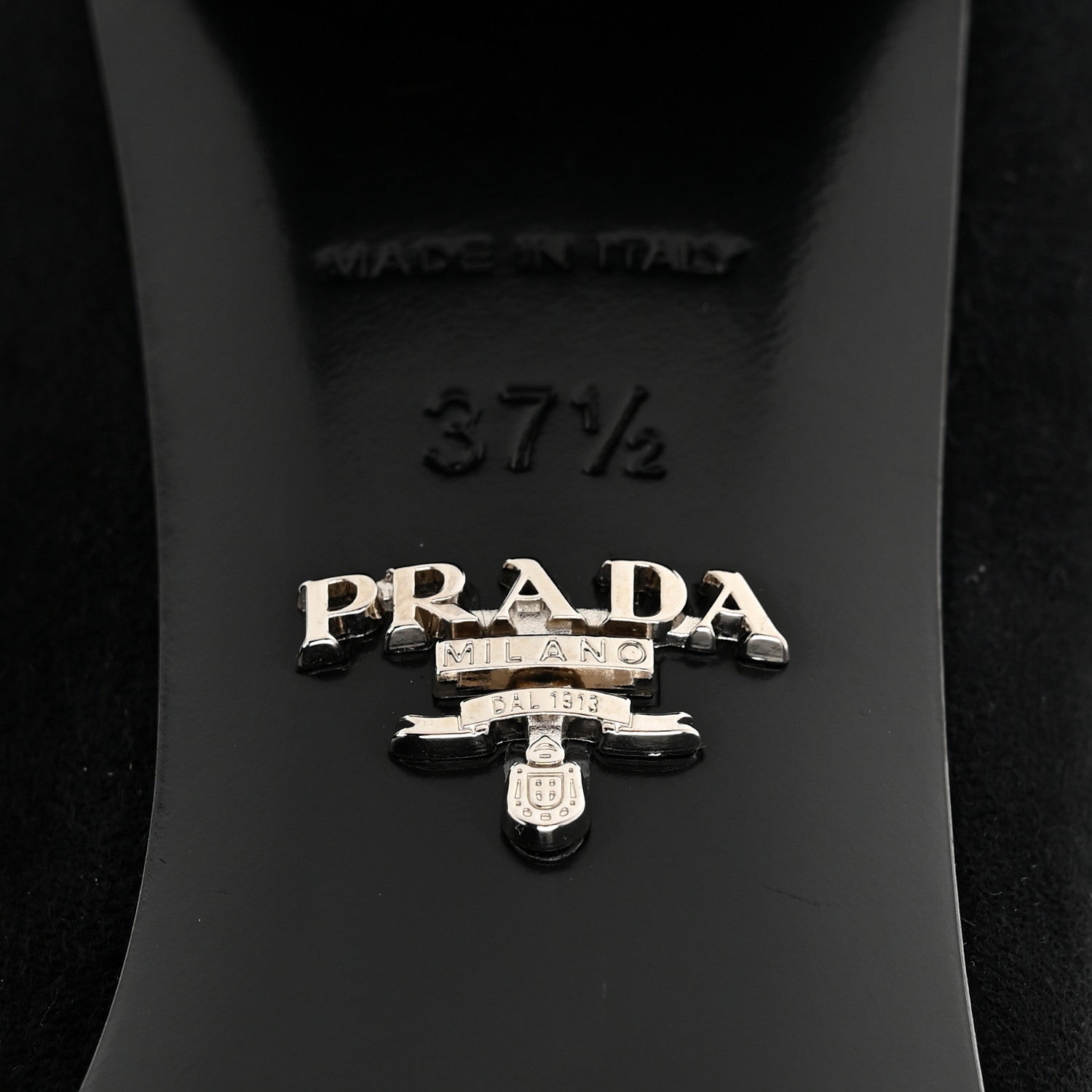 Prada Camoscio Metal Triangle Logo Loafers 37.5 Black 8 of 9