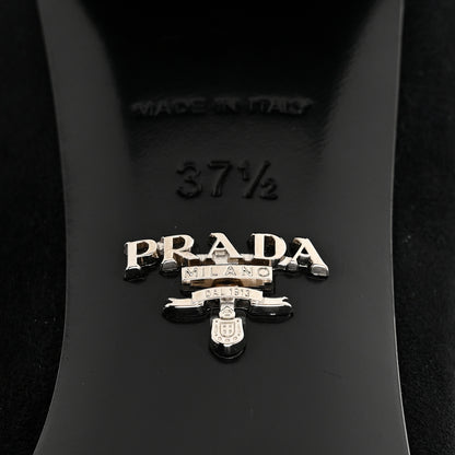 Prada Camoscio Metal Triangle Logo Loafers 37.5 Black 8 of 9