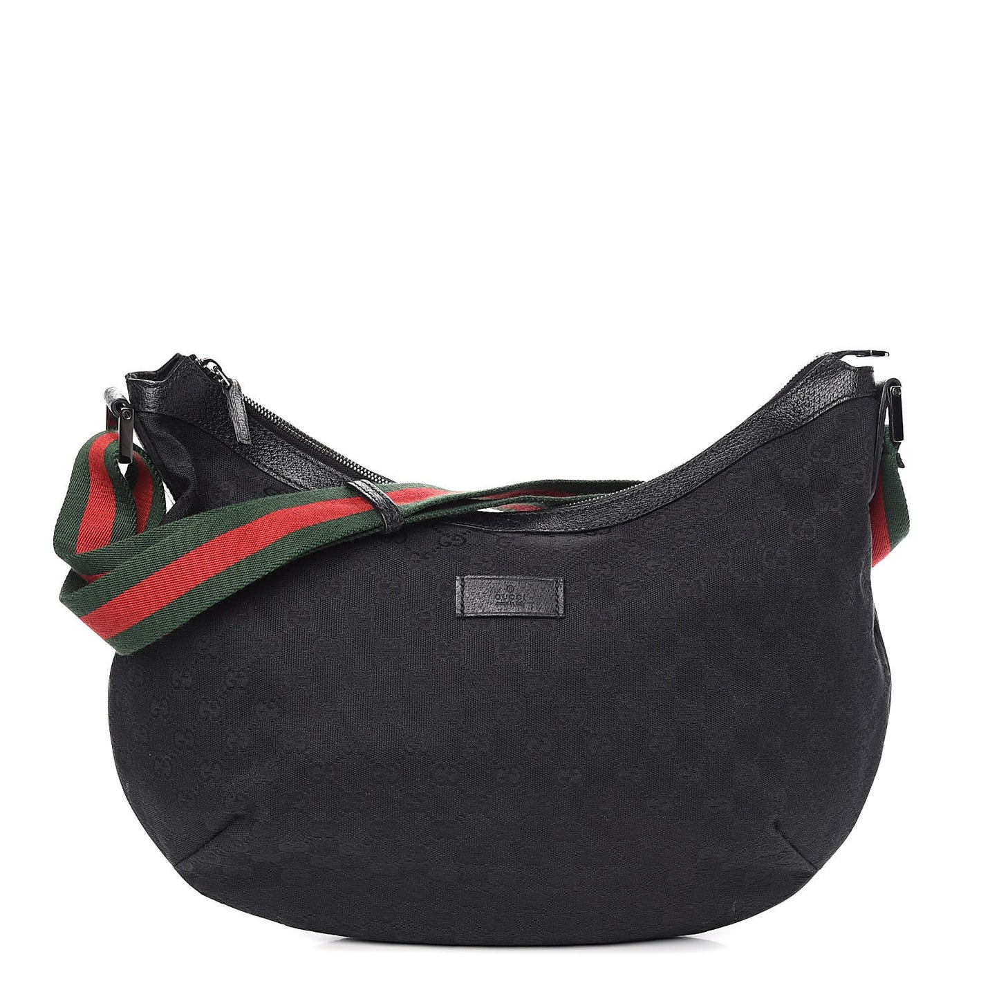 Monogram Web Medium Half Moon Hobo Black