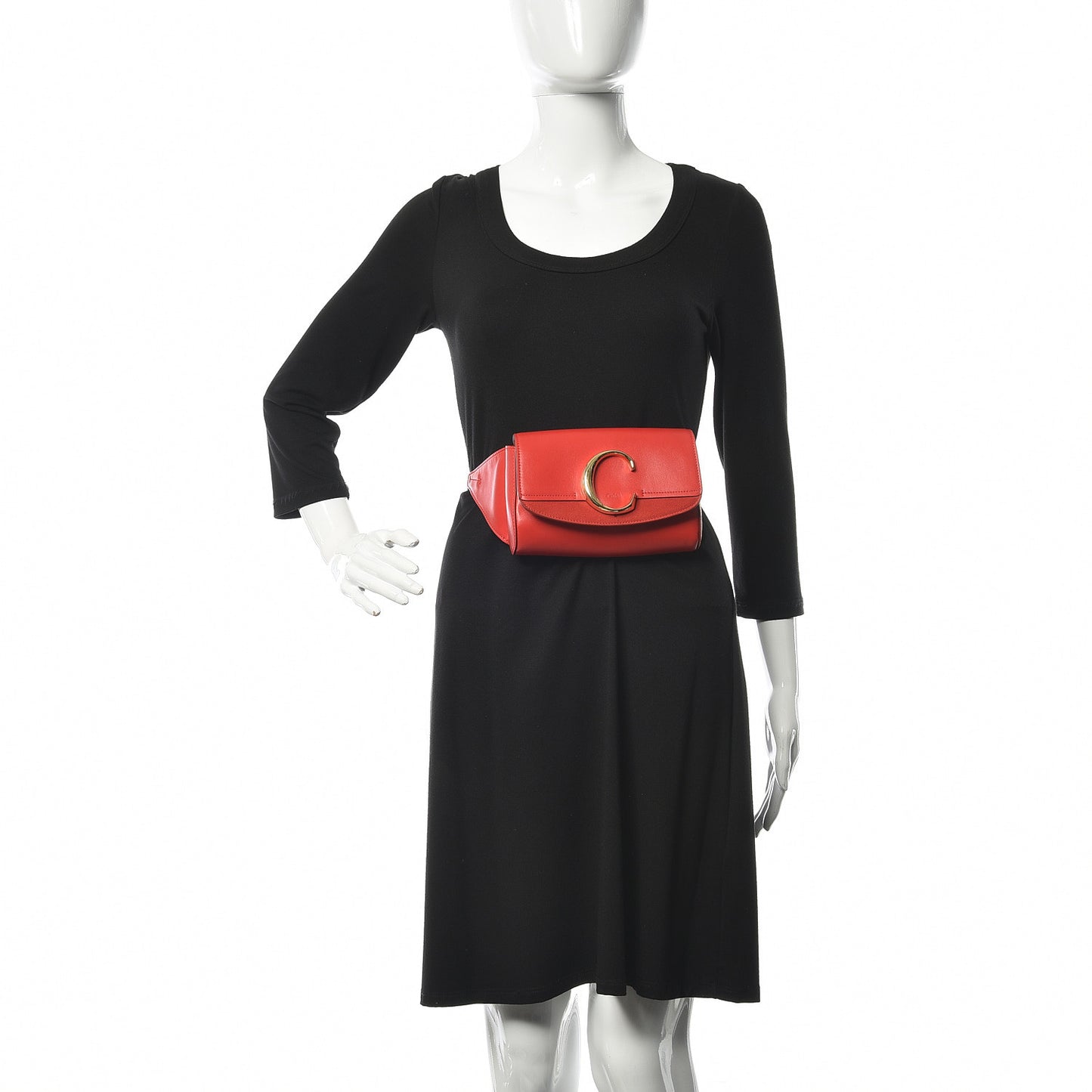 Calfskin Suede C Belt Bag Plaid Red