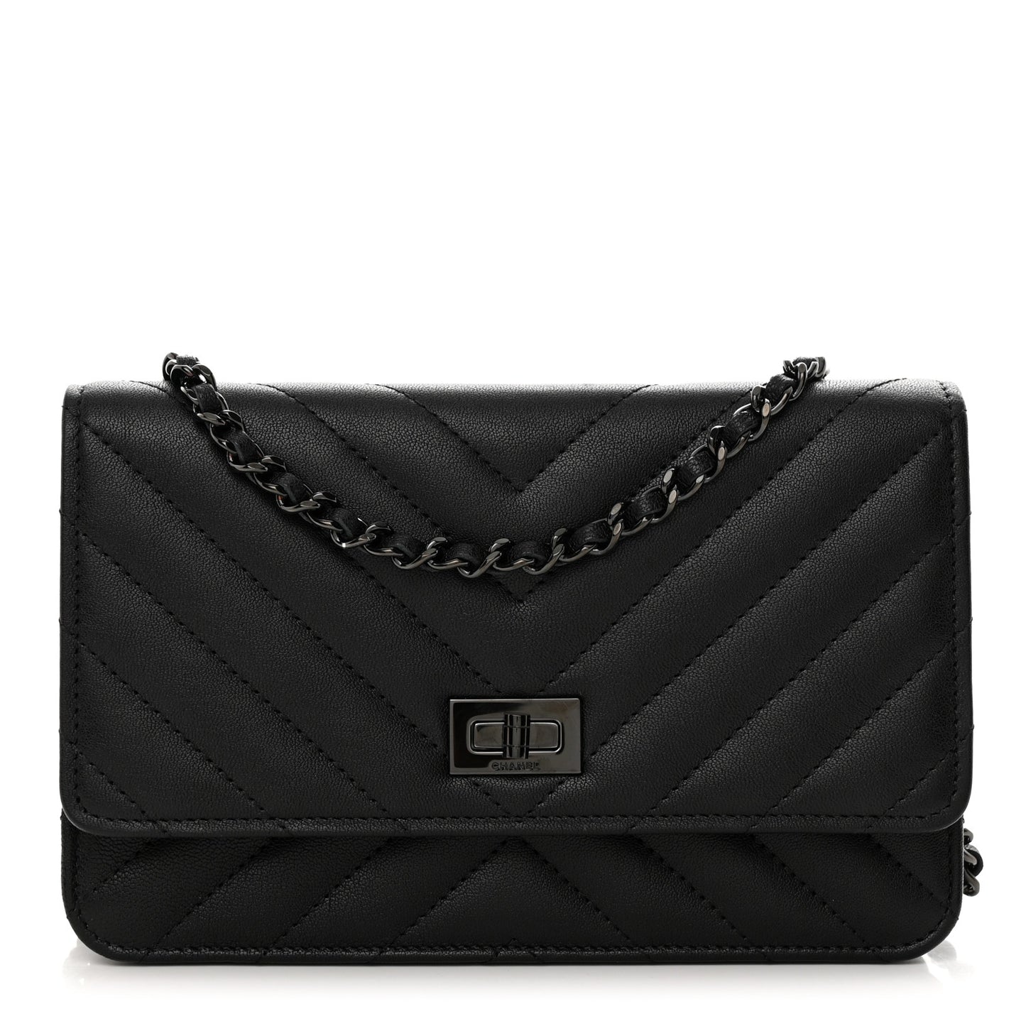 Sheepskin Chevron Reissue Wallet On Chain WOC So Black