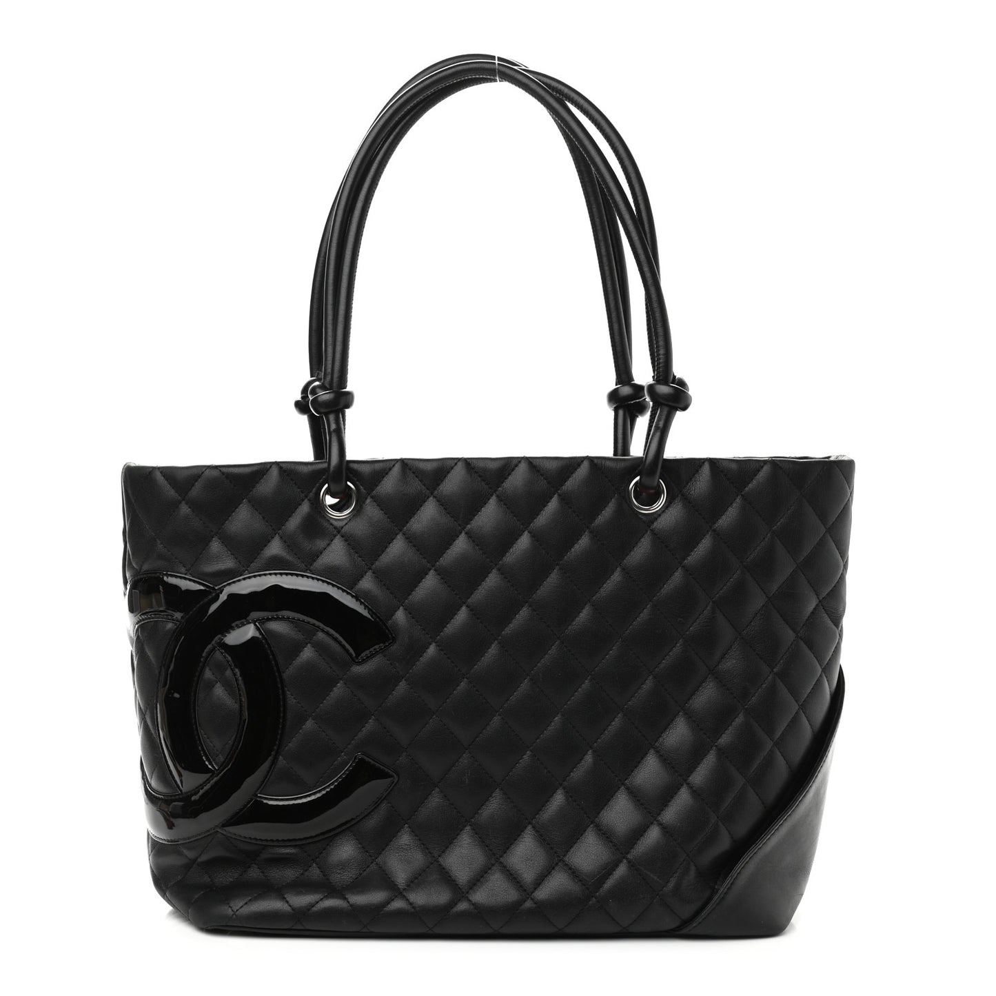 Calfskin Quilted Large Cambon Tote Black