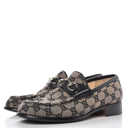 Gucci Monogram Calfskin Womens Horsebit Loafers 7 Black 3 of 11