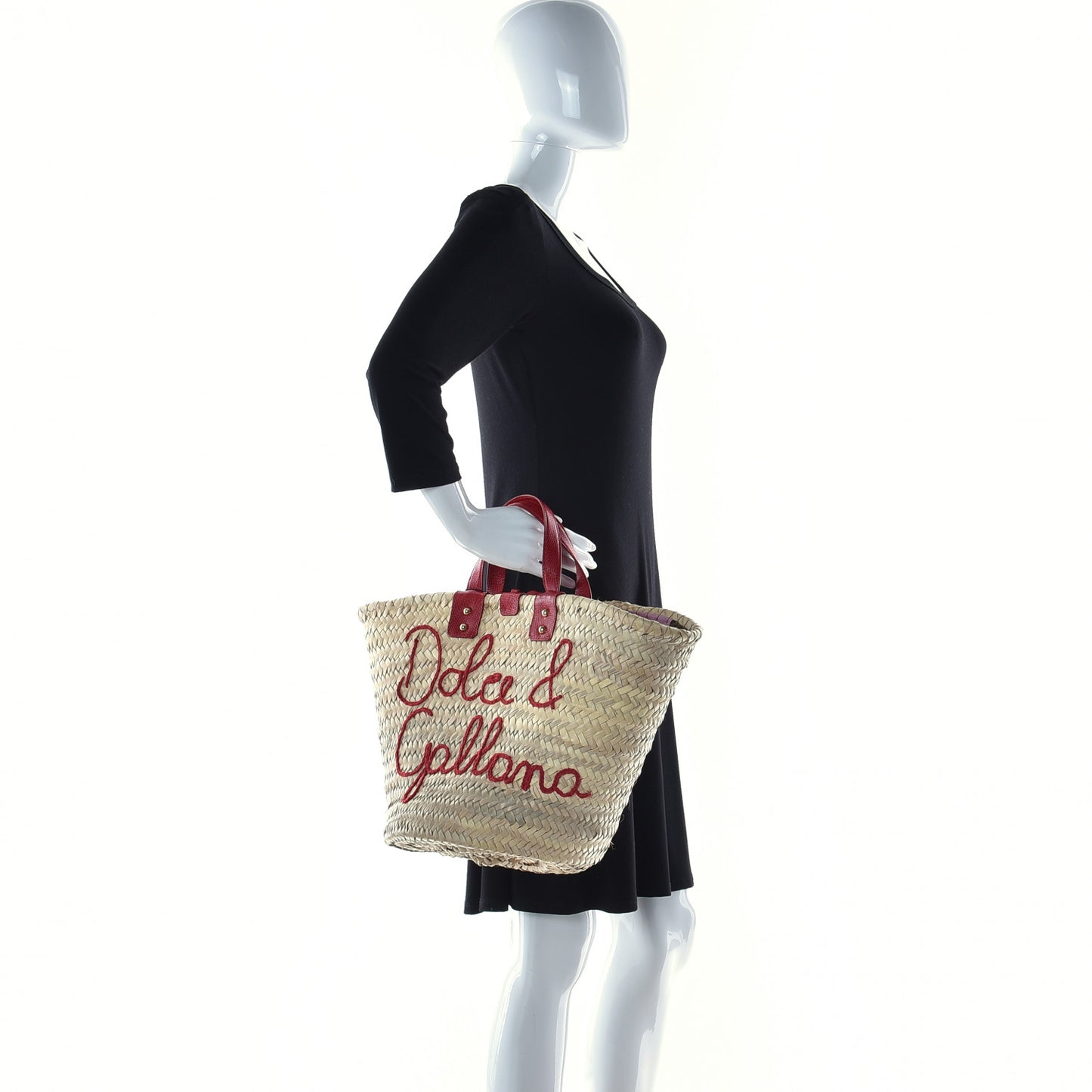 Woven Raffia Lizard Kendra Logo Tote Red Multicolor