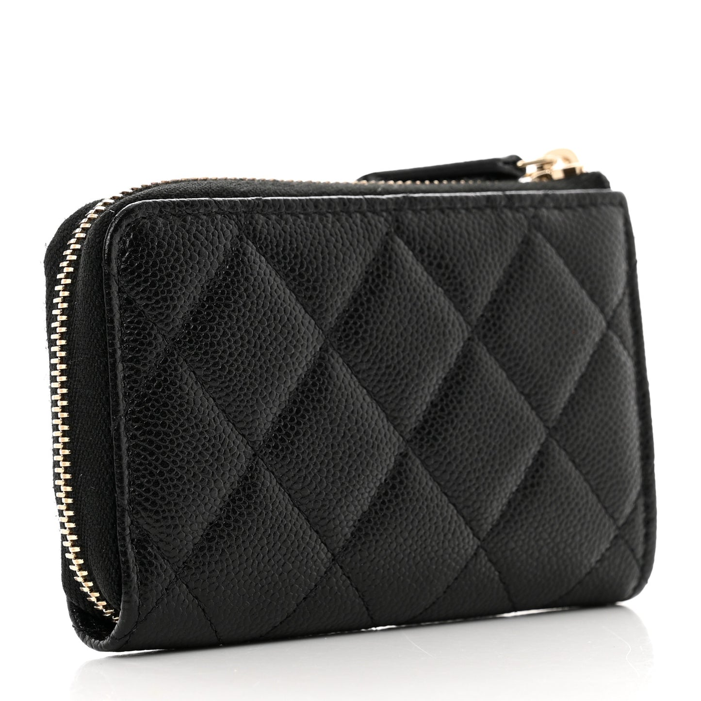 Caviar Quilted Zipped Key Holder Case Black