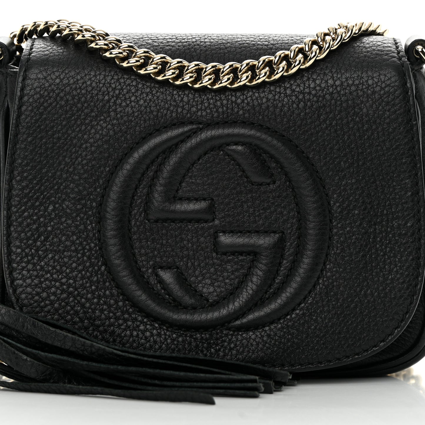 Pebbled Calfskin Small Soho Flap Crossbody Black