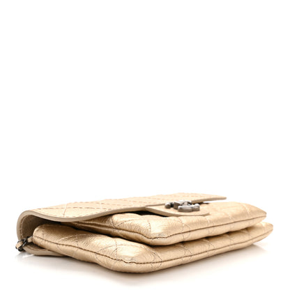 Chanel Metallic Calfskin Quilted Flap Clutch With Chain Light Gold 4 of 11