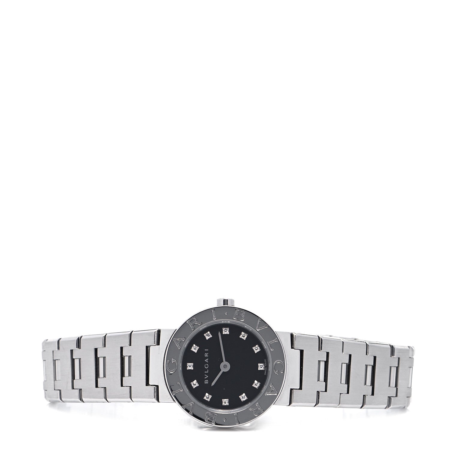 Bulgari Stainless Steel Diamond 23mm Quartz Watch Black 2 of 4