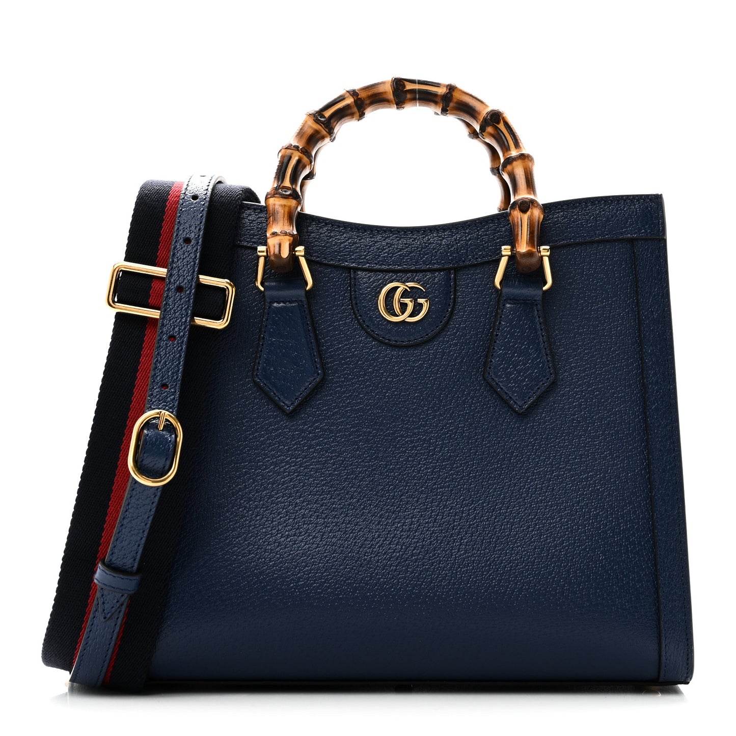 Textured Dollar Calfskin Web Small Diana Tote Bag Royal Crop