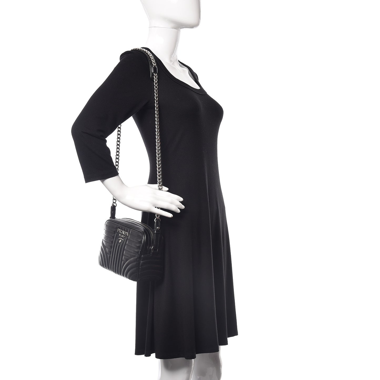 Soft Calfskin Diagramme Crossbody Bag Black