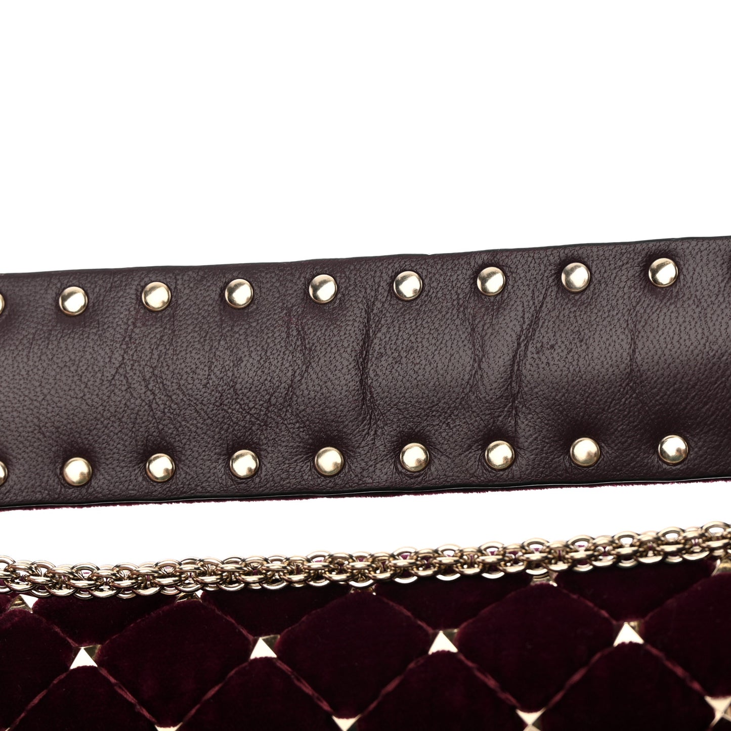 Velvet Medium Rockstud Spike Shoulder Bag Rubino