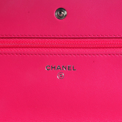 Chanel Lambskin Wallet On Chain WOC Dark Pink 6 of 8