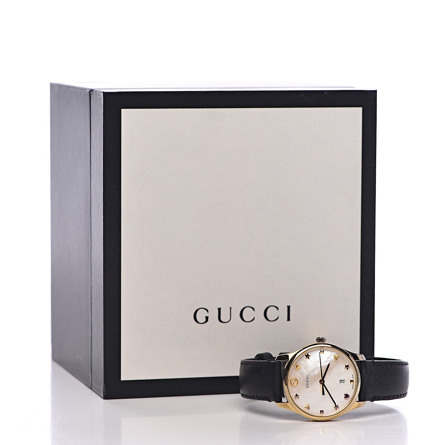 Gucci Stainless Steel Calfskin Mother of Pearl 29mm G-Timeless Charm Quartz Watch 10 of 10