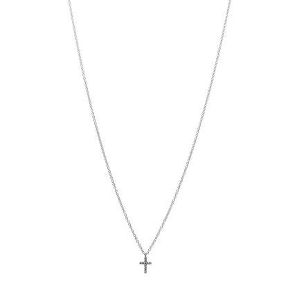 Tiffany 18K White Gold Diamond Mini Cross Pendant Necklace 1 of 6