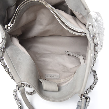 Chanel Iridescent Calfskin Diamond Stitched CC Shopping Tote Gris Clair 6 of 15