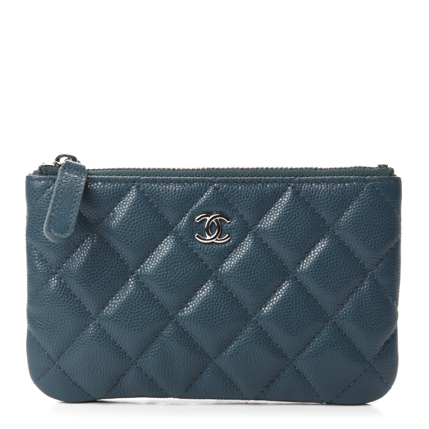 Chanel Caviar Quilted Small Cosmetic Case Dark Turquoise 1 of 8
