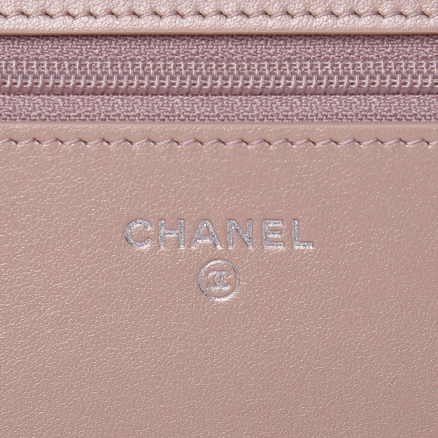 Goatskin Camellia Embossed Wallet On Chain WOC Light Pink