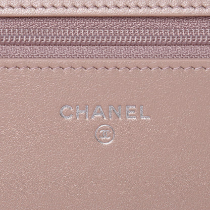 Chanel Goatskin Camellia Embossed Wallet On Chain WOC Light Pink 8 of 10