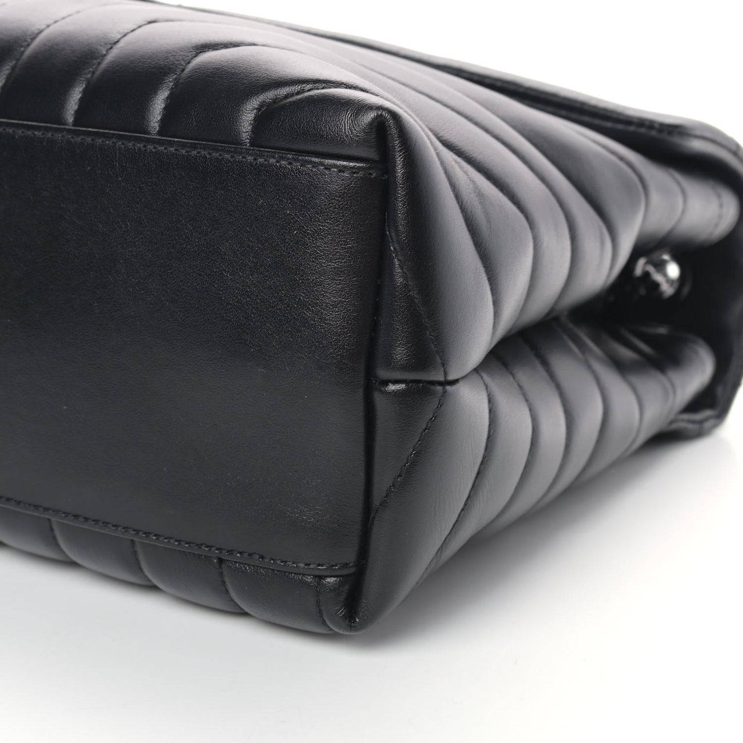 Calfskin Y Quilted Monogram Medium Loulou Chain Satchel Black