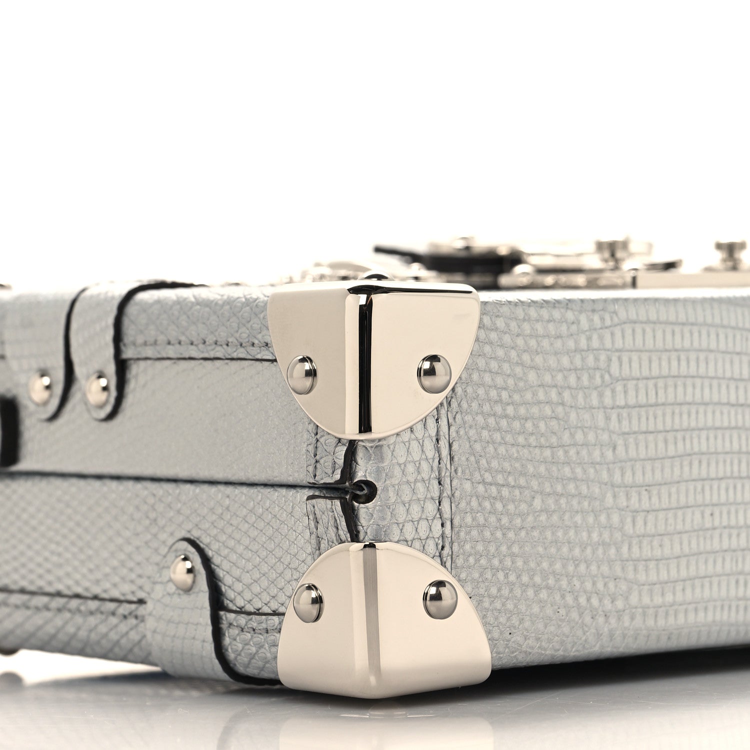 Louis Vuitton Metallic Lizard Petite Malle Silver 8 of 9