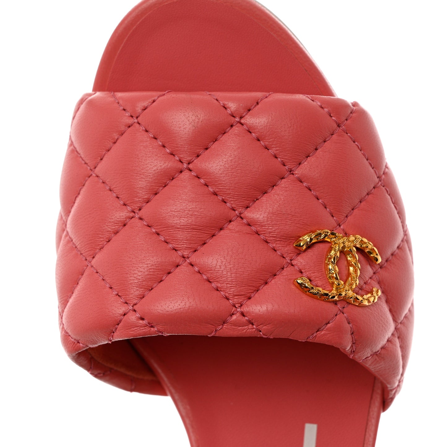 Lambskin Quilted Textured CC Mules 37.5 Pink
