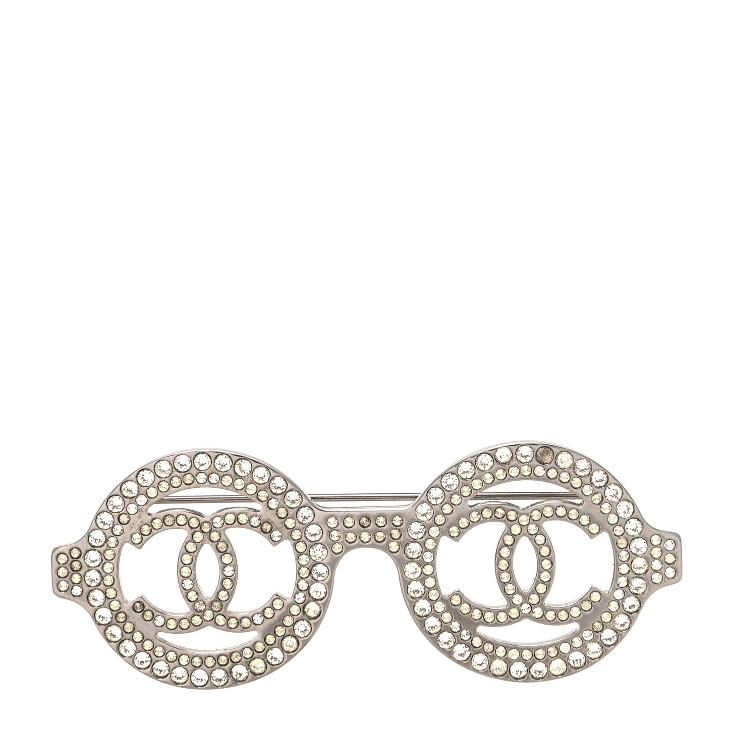 Crystal CC Sunglasses Brooch Silver