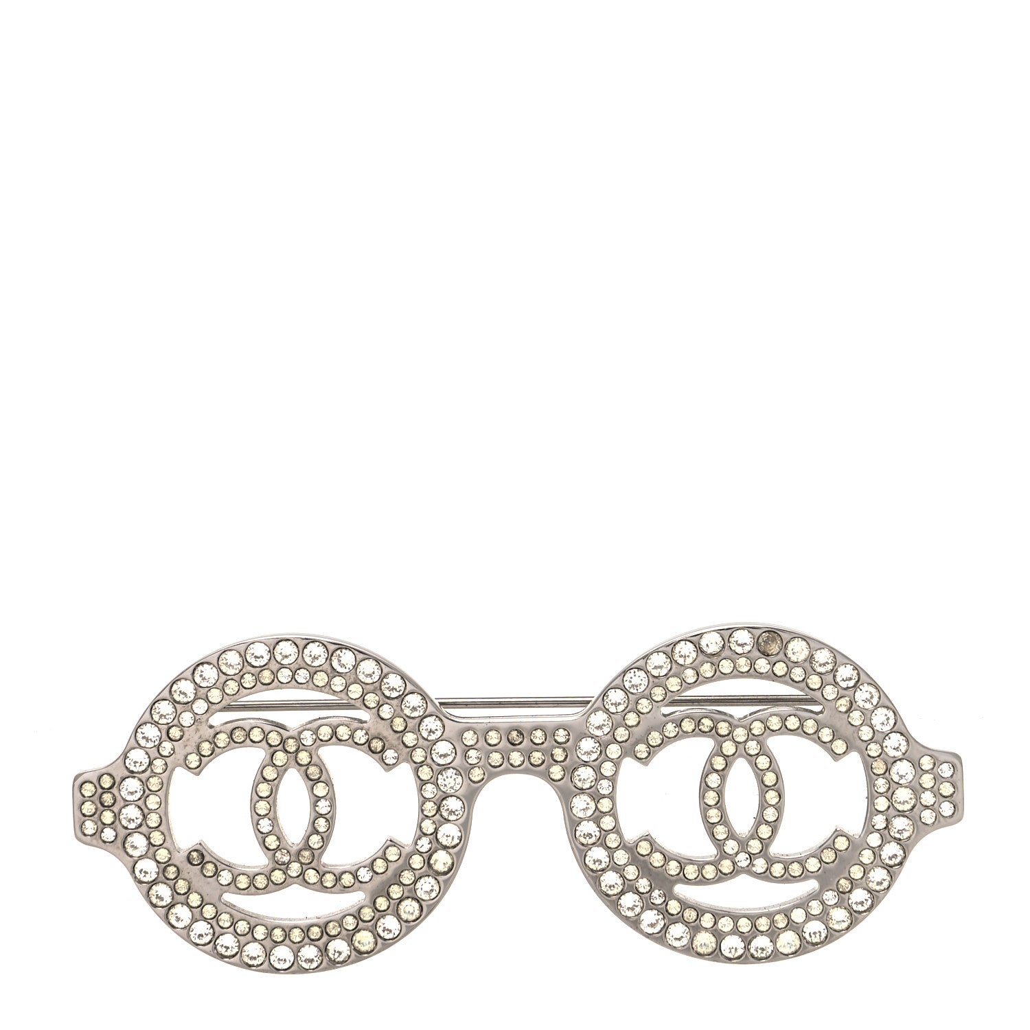 Chanel Crystal CC Sunglasses Brooch Silver 1 of 5