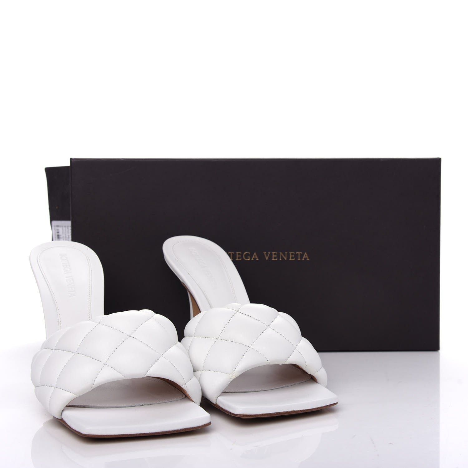 Bottega Veneta Nappa Matelasse Padded Mule Sandals 38.5 Optic White 10 of 10