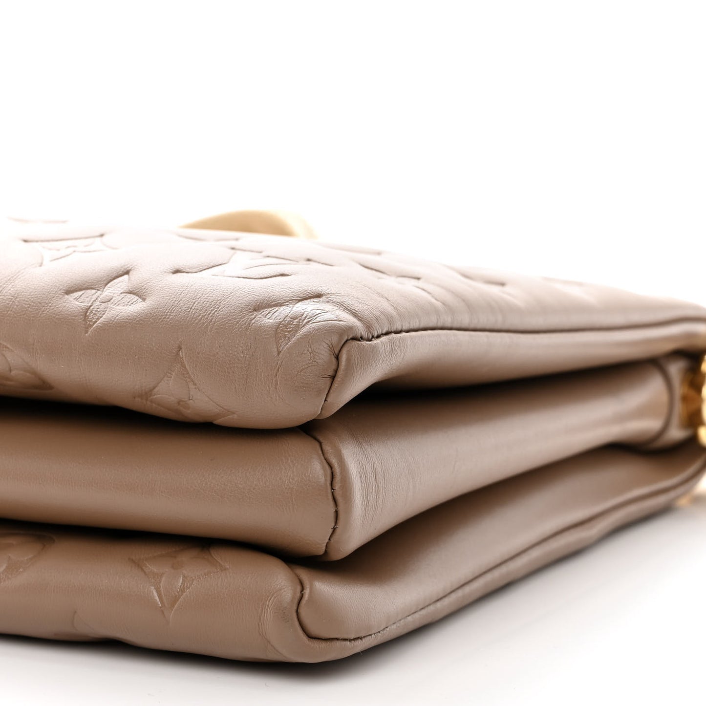 Lambskin Embossed Monogram Coussin MM Taupe
